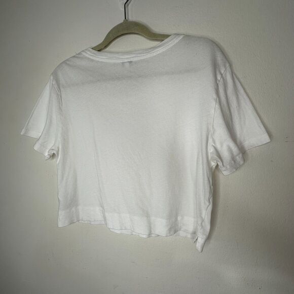 Splendid White 100% Cotton Short Sleeve Round Neck Boxy Wide Hem Crop Tee Medium - Picture 4 of 10